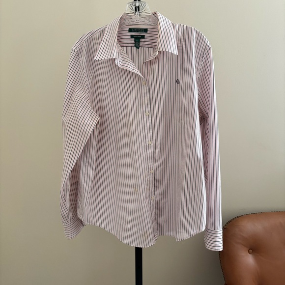 Ralph Lauren Tops - Ralph Lauren White and Red Blouse with Classic Elegance